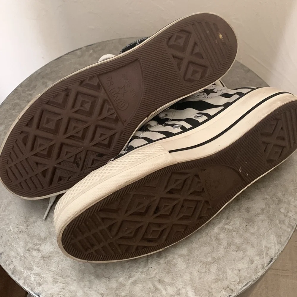 CONVERSE PLATFORM CHUCKS BLACK AND ZEBRA PRINT WOMENS 8.5 | MENS 6.5 - Picture 8 of 12